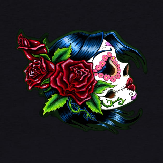 Classic Tattoo Style Sugar Skull by Redemption Tshirt Co.